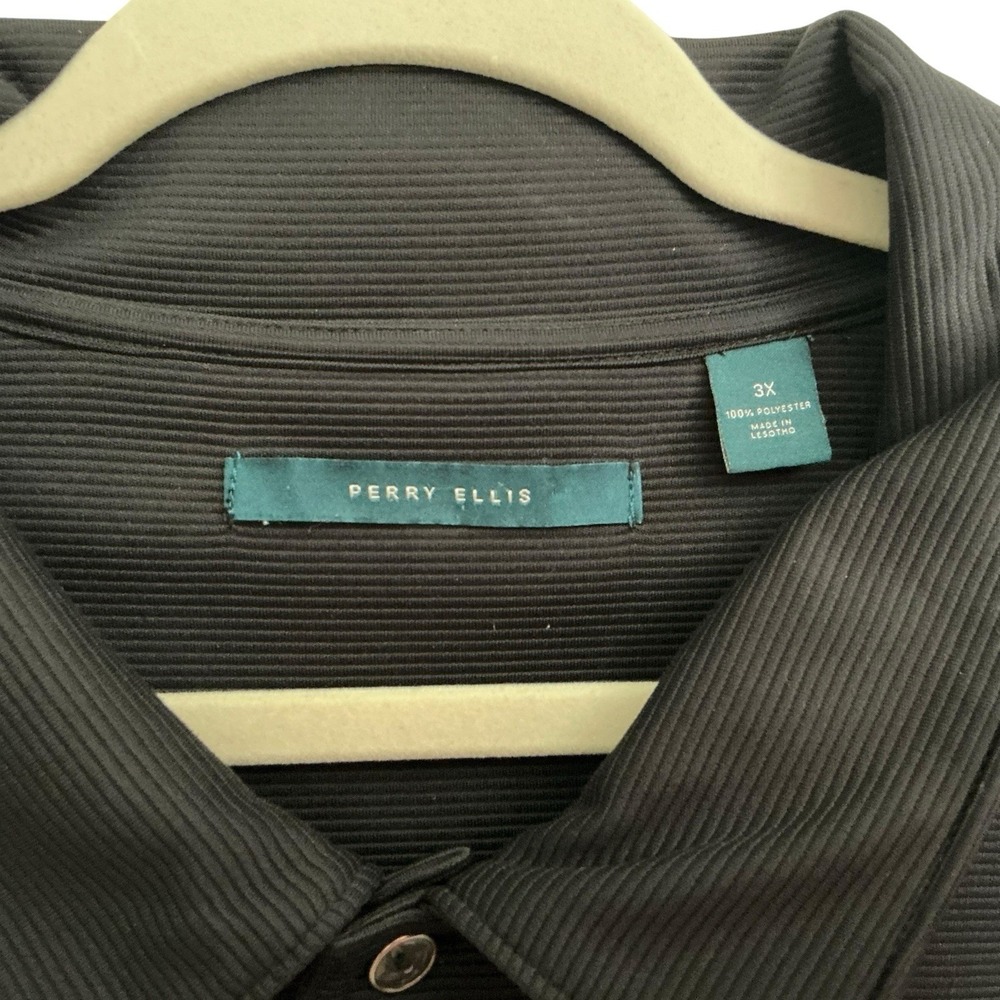 Perry Ellis Mens Black Striped Short Sleeve Polo Size 3XL - Picture 4 of 7